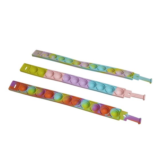 Pop It Fidget Toy Bracelets Set Of 3 Sensory Stress Relief For Kids Adults 8 In - Picture 3 of 3
